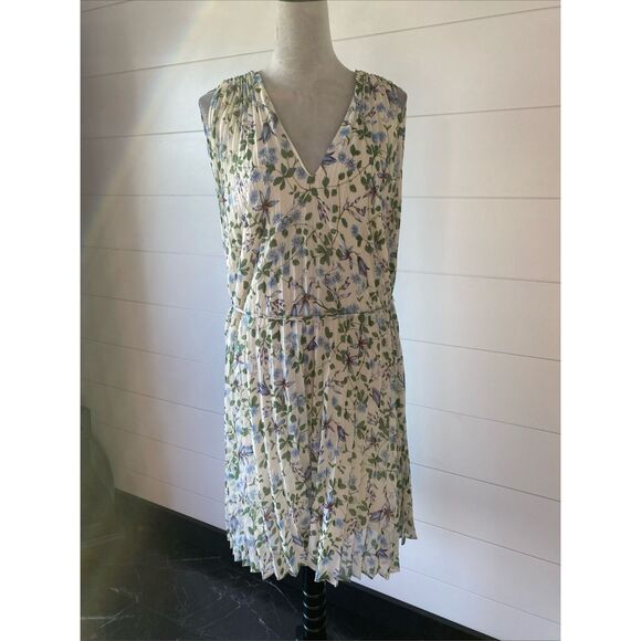 Max Studio Dresses & Skirts - Max Studio London Dress Ivory Green Purple Blue Sleeveless Accordion Size XL